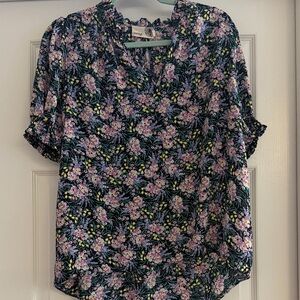 Everleigh Navy and Pink Floral Blouse